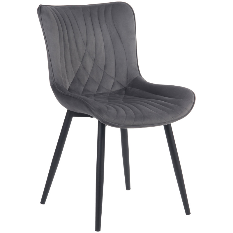 Fauteuil Brady, velours, gris foncé