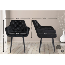 Chaise de salle à manger Stanley, velours, noire