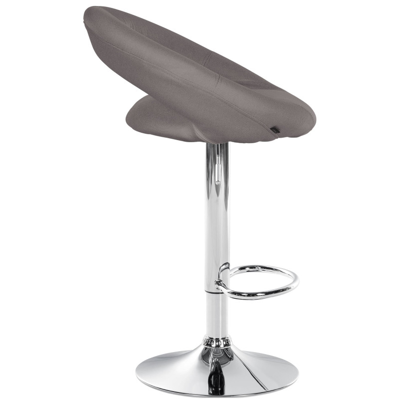 Lot de 2 tabourets de bar Olinda en tissu chromé gris
