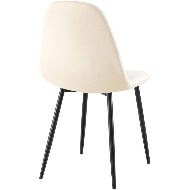 Chaise de salle à manger Napier, velours, crème