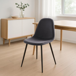 Chaise de salle à manger Napier, velours, gris foncé