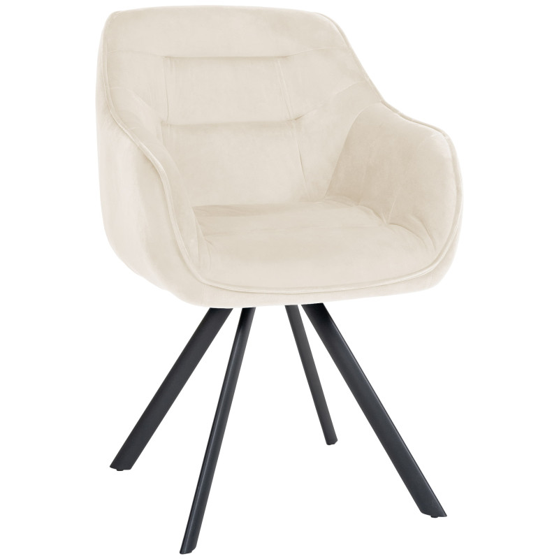 Fauteuil Russell, velours, crème