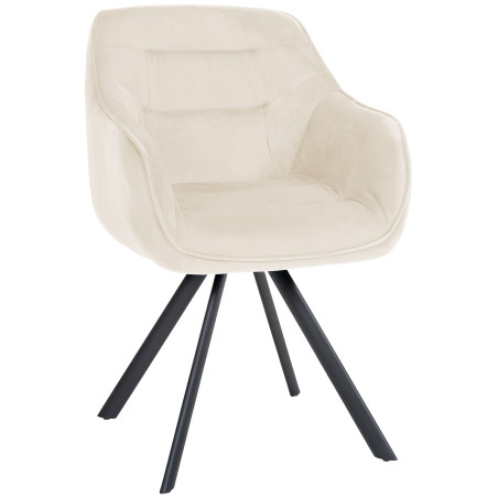 Fauteuil Russell, velours, crème