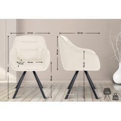 Fauteuil Russell, velours, crème