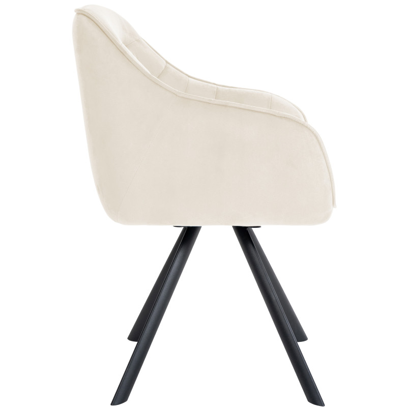 Fauteuil Russell, velours, crème