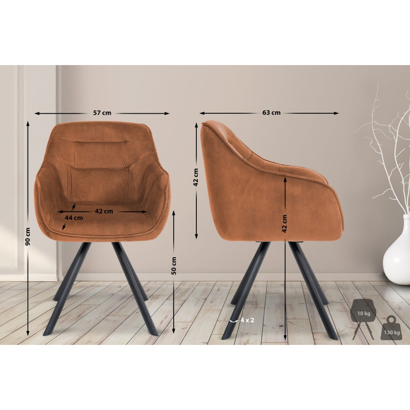 Fauteuil Russell, velours, café