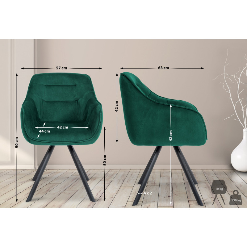 Fauteuil Russell, velours, vert
