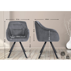 Fauteuil Russell, velours, gris foncé