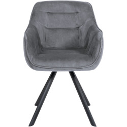 Fauteuil Russell, velours, gris foncé