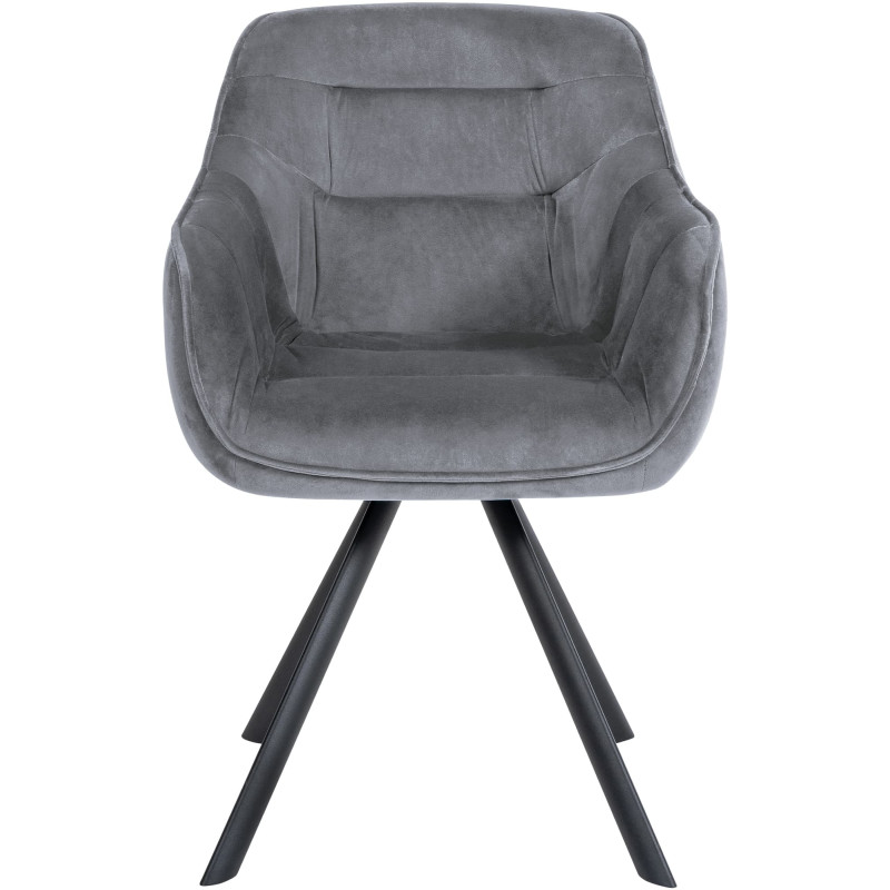 Fauteuil Russell, velours, gris foncé