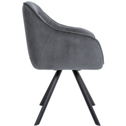 Fauteuil Russell, velours, gris foncé