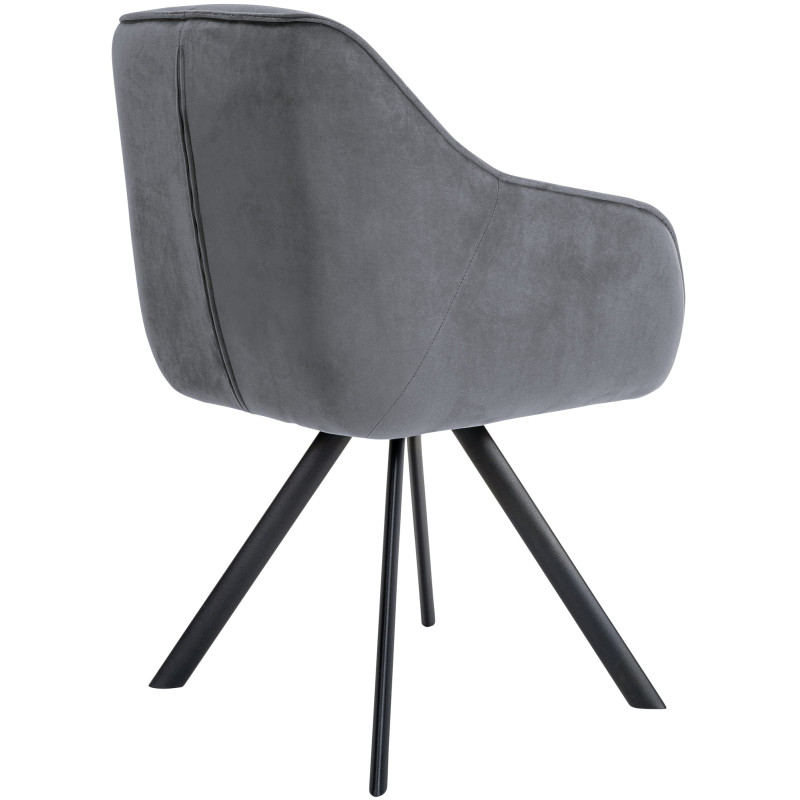 Fauteuil Russell, velours, gris foncé