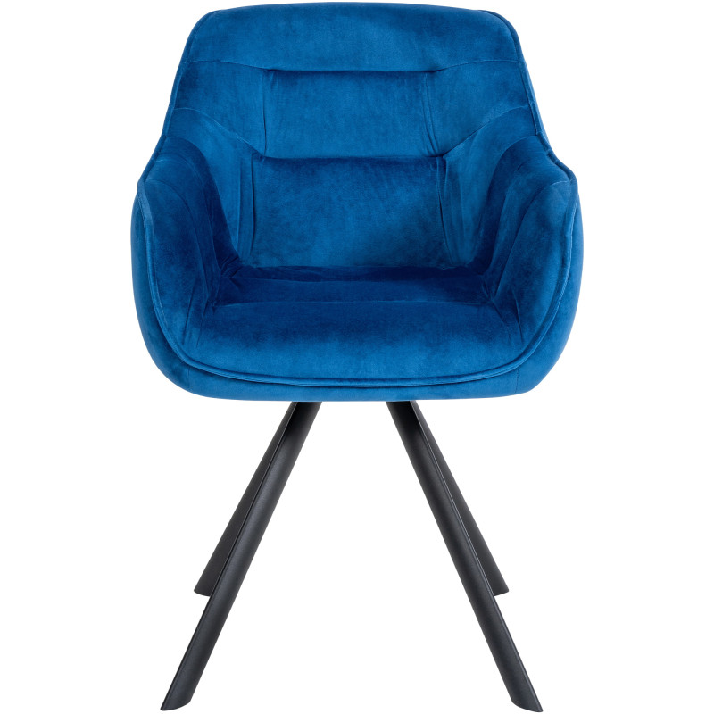 Fauteuil Russell, velours, bleu