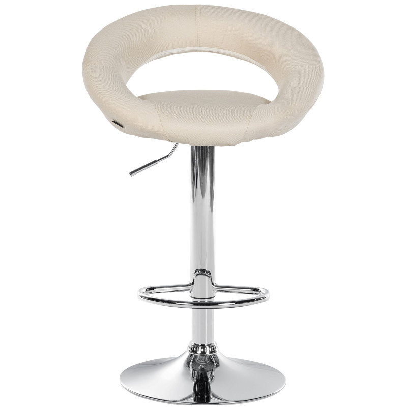 Lot de 2 tabourets de bar Olinda en tissu chromé crème