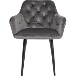 Chaise de salle à manger Stanley, velours, gris foncé