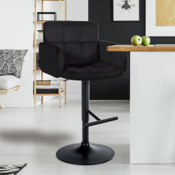 Tabouret de bar Los Angeles velours noir noir