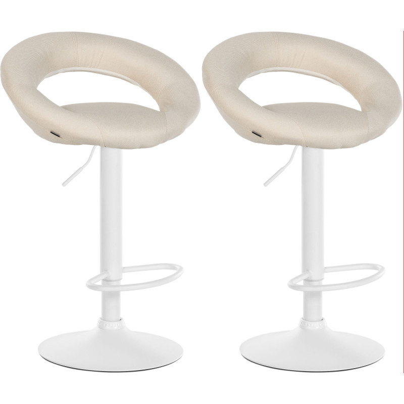 Lot de 2 tabourets de bar Olinda en tissu crème