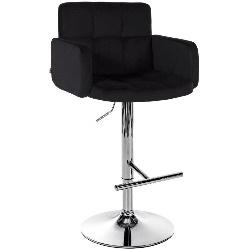 Tabouret de bar Los Angeles velours chrome noir