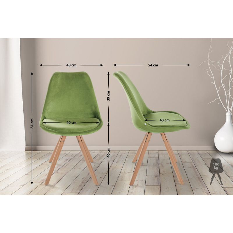 Fauteuil Sofia, en velours, rond, vert clair