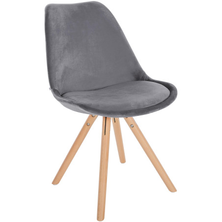 Fauteuil Sofia, en velours, rond, gris