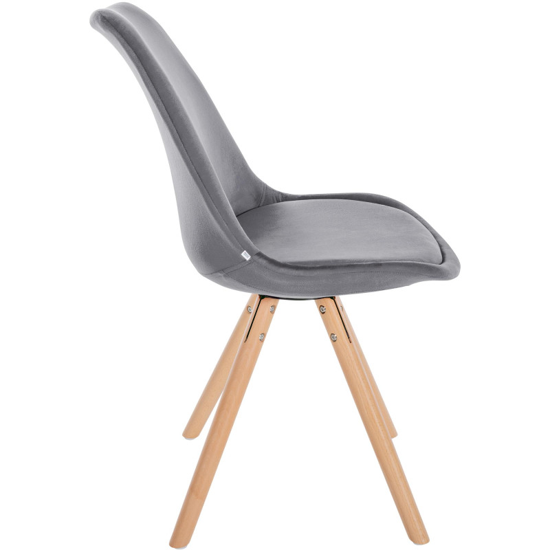 Fauteuil Sofia, en velours, rond, gris