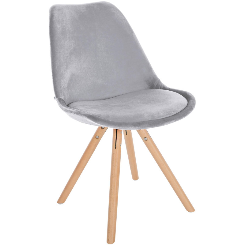 Fauteuil Sofia, velours, rond, gris clair