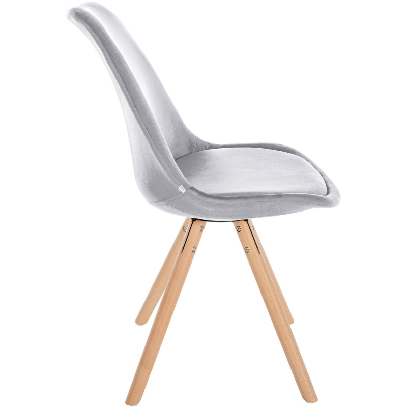 Fauteuil Sofia, velours, rond, gris clair