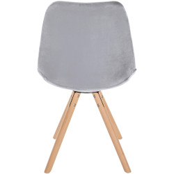 Fauteuil Sofia, velours, rond, gris clair
