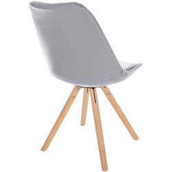 Fauteuil Sofia, velours, rond, gris clair