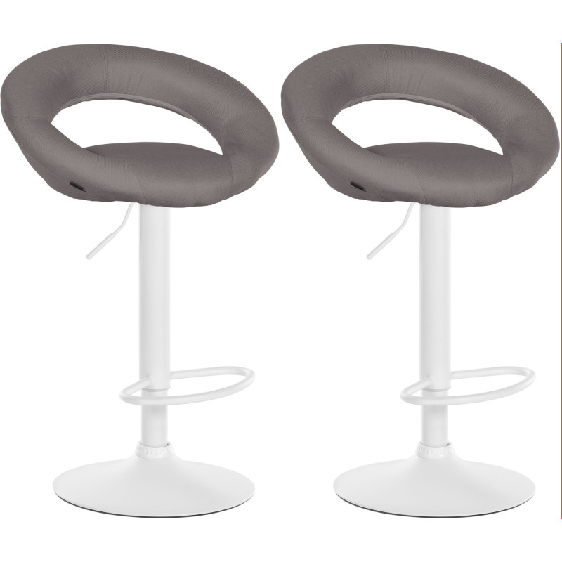 Lot de 2 tabourets de bar Olinda en tissu gris