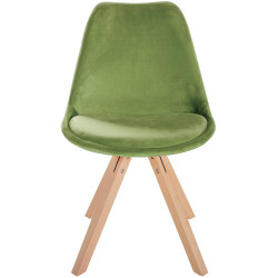 Fauteuil Sofia, en velours, carré, vert clair