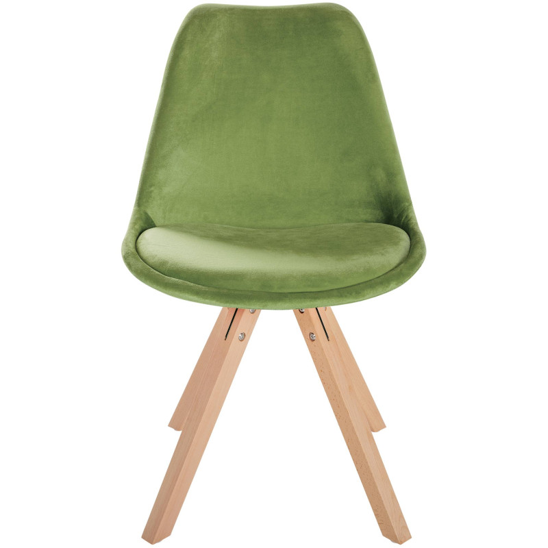 Fauteuil Sofia, en velours, carré, vert clair