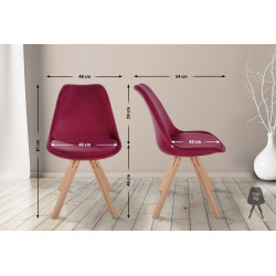 Fauteuil Sofia, velours, carré, bordeaux