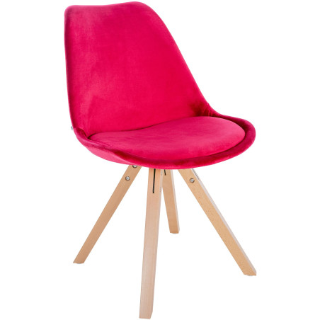 Fauteuil Sofia, velours, carré, rouge