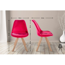 Fauteuil Sofia, velours, carré, rouge