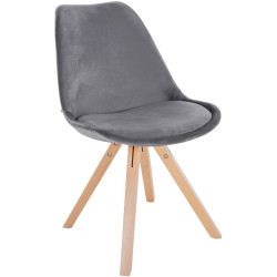 Fauteuil Sofia, en velours, carré, gris