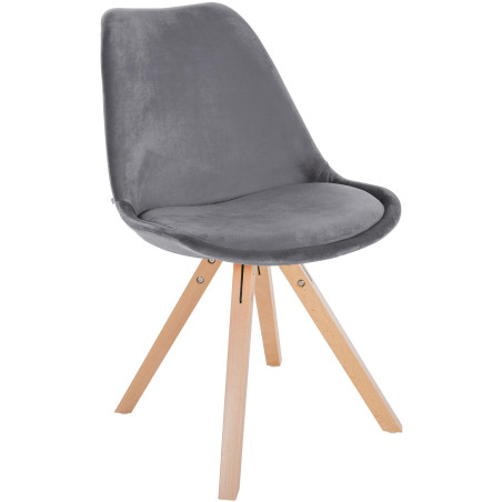 Fauteuil Sofia, en velours, carré, gris