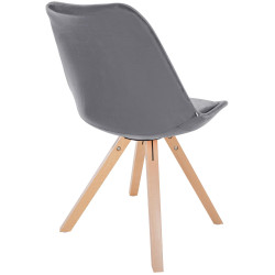 Fauteuil Sofia, en velours, carré, gris