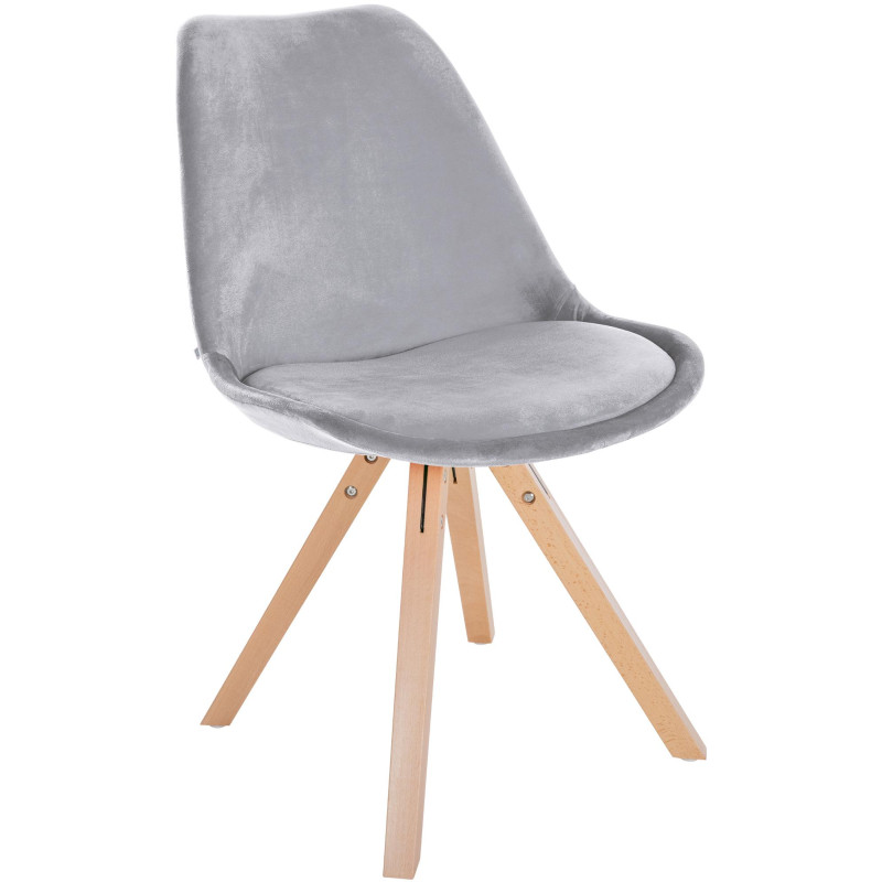 Fauteuil Sofia, velours, carré, gris clair