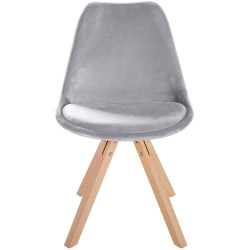 Fauteuil Sofia, velours, carré, gris clair