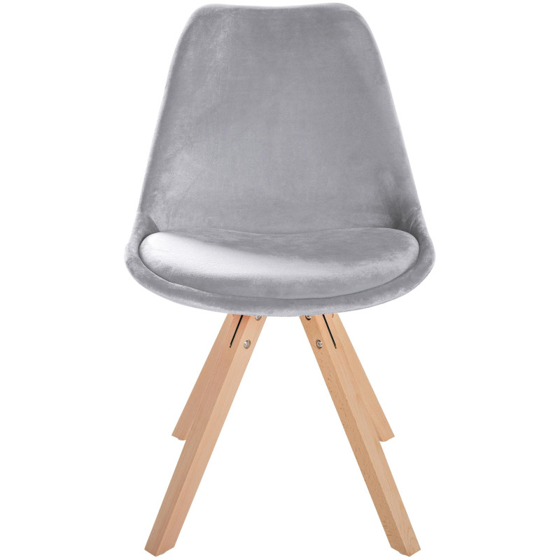 Fauteuil Sofia, velours, carré, gris clair