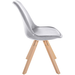 Fauteuil Sofia, velours, carré, gris clair