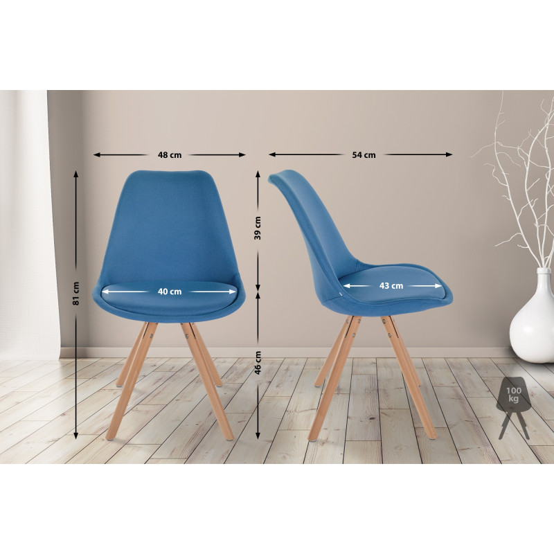 Chaise Sofia, en tissu, ronde, bleue