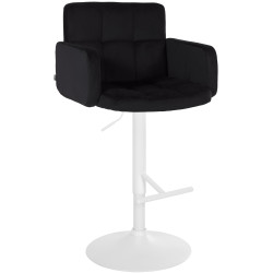 Tabouret de bar Los Angeles velours blanc noir