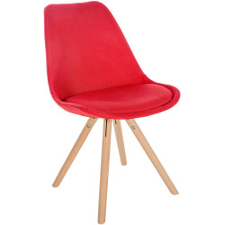 Chaise Sofia, ronde, tissu rouge