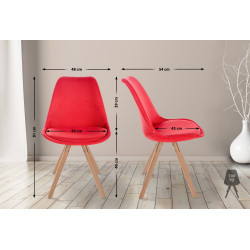 Chaise Sofia, ronde, tissu rouge