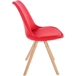 Chaise Sofia, ronde, tissu rouge