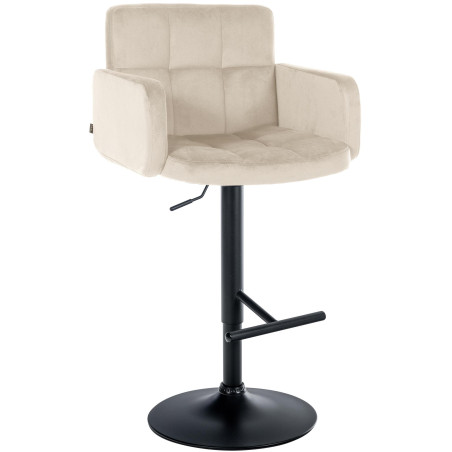 Tabouret de bar Los Angeles velours noir crème