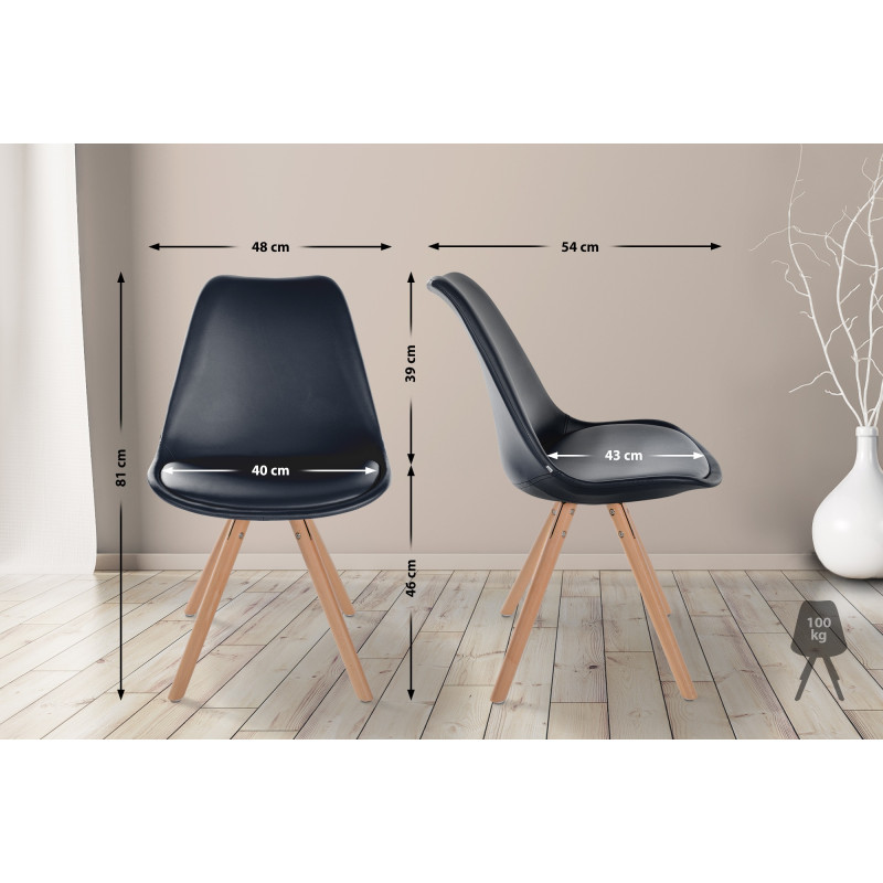 Fauteuil Sofia, en similicuir, rond, noir