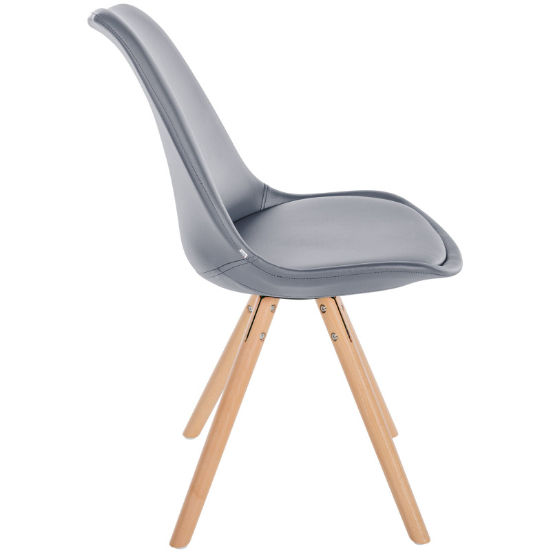 Fauteuil Sofia, en similicuir, rond, gris